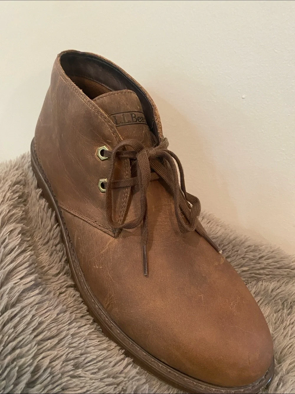 Mens LL Bean Stonington Chukka Boot Brown leather size 11.5 medium NWOT casual
